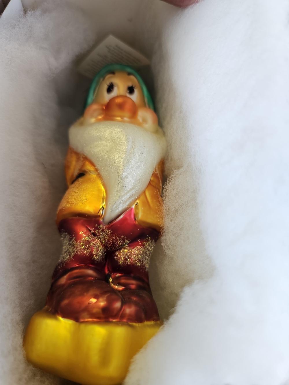 Hand-Blown Glass Dwarf Ornament in Gold, Red and Teal 🤎💙